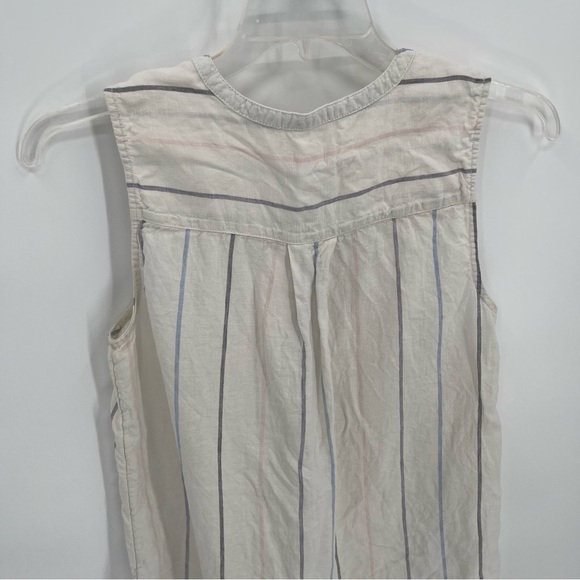 C&C California Striped Linen Button Sleeveless Top White Blue Size small - Picture 7 of 9